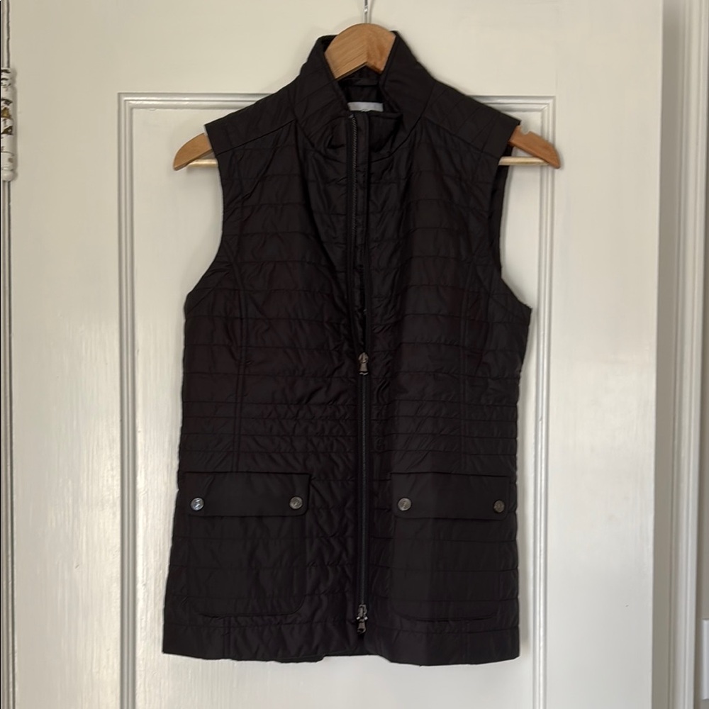 Fairway & Greene Black Quilted Vest High Collar Fitted